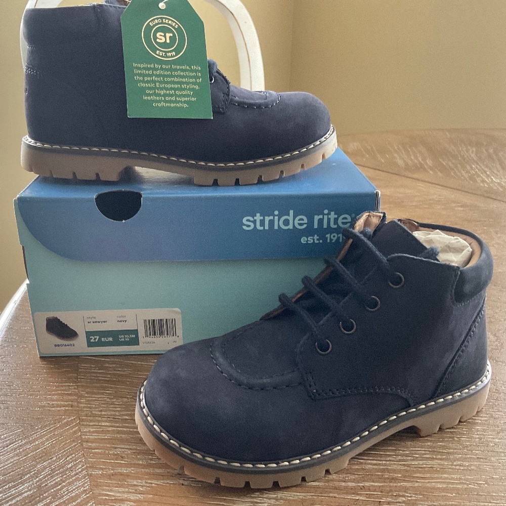 Stride Rite Euro Series Sawyer Boots in Navy Toddler Boy Size 10.5M